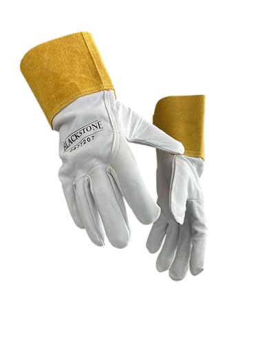 Generic Black Stone Premium Pearl/Brown Unlined Cowhide Cuff Goatskin TIG Welding Glove Large