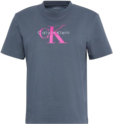 Calvin Klein Damen T-Shirt Kurzarm Hero Classic Monologo Tee mit Rundhalsausschnitt, Grau (Turbulence), XXS – Ansicht 5