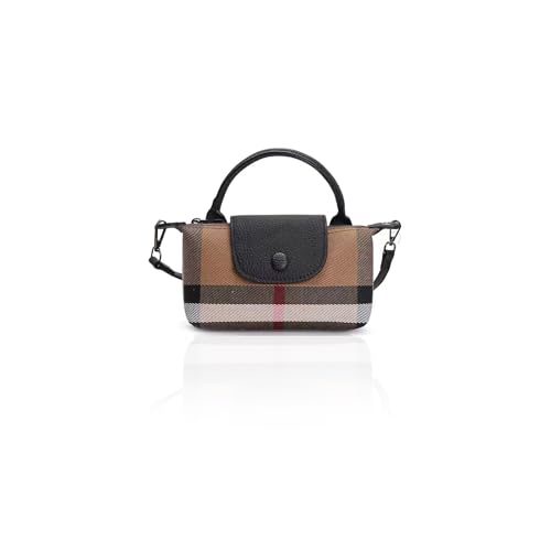 GRUMOTA Mini Plaid Canvas Handbag with Top Handle