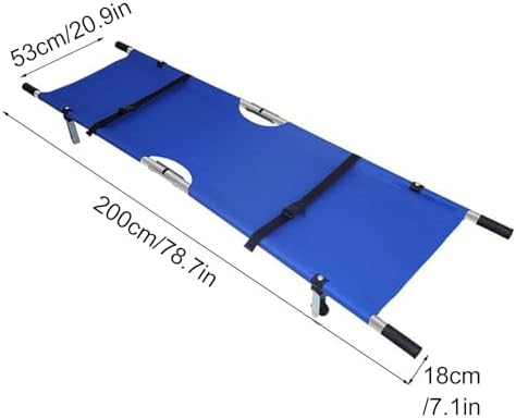 Portable Foldable Stretcher for Medical Rescue - Heavy-Duty Galvanized Steel with 2 Reinforced Rollers, Ideal for Hospitals and Sports Venues