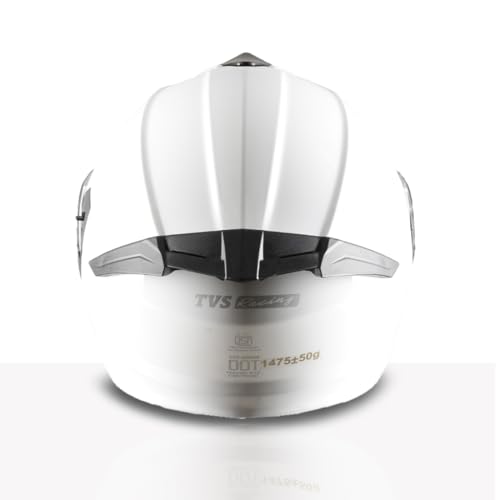 Image of TVS Racing SuperPose Smoked Dual Visor Flip Up Modular Helmet for Men and Women, ISI DOT Certified, ABS Shell, Quick Release Visor, Lightweight, Ventilated, Open Face to Full Face