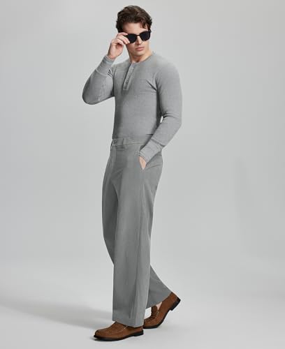 Susclude Mens Corduroy Dress Pants Baggy Wide Leg Old Money Casual Slacks Loose Fit Elastic Waist Stylish Vintage Trousers3