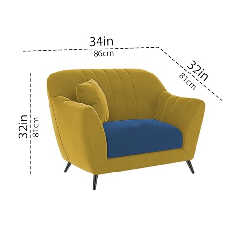 Image of Atticus 3+1+1 Seater Sofa Set for Living Room (Yellow Blue Colour) Premium Fabric Sofa