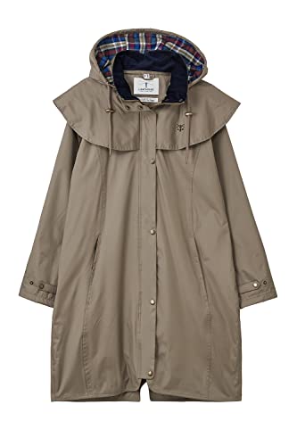 LightHouse Outrider Women's 3/4 Length Waterproof Raincoat - Windproof Lightweight Outdoor Jacket with Detachable Hood and Adjustable Cuffs - Fawn - 10