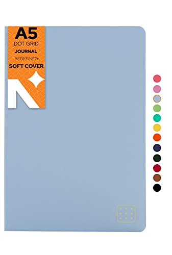 Image of NEORAH -A5 Dotgrid Notebook SOFT COVER |Organiser REFILL|Dotted notebook Journal | 110 GSM | 160 pages (Size 21 cm x 14.8 cm)Planner Journaling Writing Note Taking Diary,Travellers Journal-LIGHT BLUE