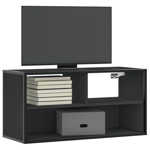 Vetnasa Mueble de TV Metal y Madera de ingeniería Negro 80x31x39,5 cm Mobiliario, Muebles TV Negro 14,15 KG