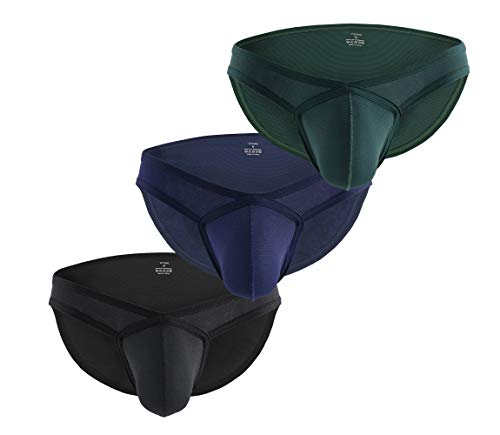 YUYANG 90 Mens Sexy Bulge Pouch Briefs Mesh Soft Low Waist Underwear