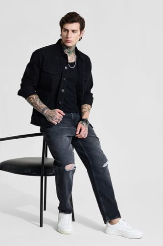 Image of SNITCH Men Casual Jacket | Relaxed Fit Full Sleeve Classic Collar Solid Pattern | Premium 100% Cotton Twill Fabric & Buttoned Closure For Everyday Wear
