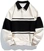 Wankang Camisa de Rugby para Hombre, Suéter de Punto con Bloques de Color, Holgado, Estilo Preppy 4