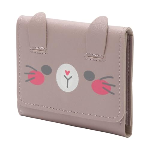 VOCOSTE 1Pcs Pouch for Money 3-Fold Cartoon Snap Card Case PU Leather Purple 11x8.5cm2