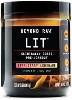 Beyond Raw LIT | Clinically Dosed Pre-Workout Powder | Contains Caffeine, L-Citruline, and Beta-Alanine, Nitrix Oxide and Preworkout Supplement | Strawberry Lemonade | 30 Servings