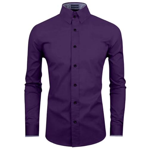 Image of Zombom Men's Solid Cotton Blend Regular Fit Full Sleeve Collared Neck Casual Shirt for Men