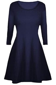 Girls Plain Long Sleeves Flare Franki A Line Mini Skater Swing Dress Top Kid Colour: Navy Blue - Size: 7-8 Years