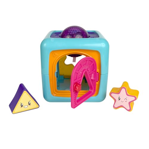 Image of Genie's Toy Bus Montessori Activity Education Cube with Light & Music for Toddlers I Early Learning Fine Motor Skills Development Educational Toy I 6 in 1 Shape Sorter Toy for Kids Age 4+ Months
