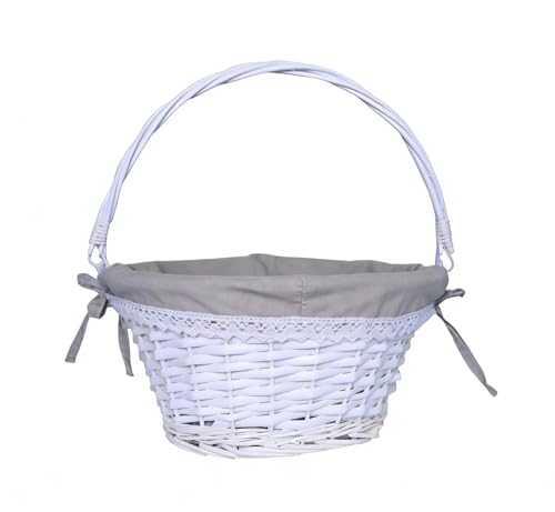 Oypeip Easter Basket White Easter Baskets for Kids Large Wicker Easter Basket Empty with Handle Basket Tags Woven Rope Egg Easter Baskets for Boys Girls Babies Toddler Infant picnic basket