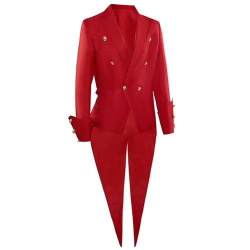 JEKE-DG Men's Medieval Vintage Swallowtail Suit Button Down Notched Lapel Tailcoat Stylish Wedding Party Tuxedo Suit2