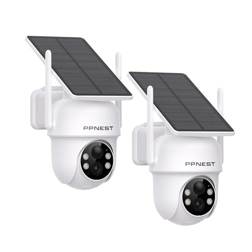 Solar-Security-Camera-Outdoor-Wireless-24GHz-WiFi-Cameras-for-Home-Surveillance-with-Fixed-Solar-Panel-Battery-Powered-360PTZ-PIR-Motion-Detection-2K-Color-Night-Vision-2-Pack