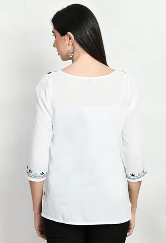 Image of QAZMI Short Kurti for Women| Rayon Cotton Embroiderd Kurta | Women