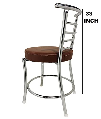 Image of SOMRAJ Chair Comfortable Multi Purpose Home Dining Restaurant Chair with a Leather Cushion Steel (Model) Heavy Duty (1, Brown Ring, Standard)