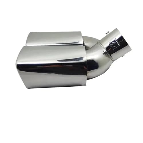 Cola de escape universal para coche con doble salida cuadrada en acero inoxidable plateado