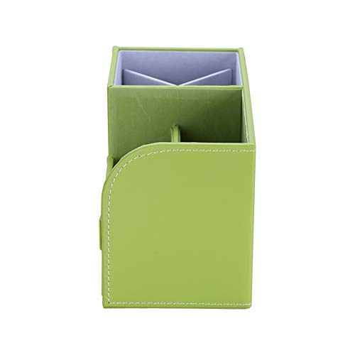 KINGFOM Desk Organizer Office Supplies Caddy Pu Leather Multi-function Storage Box Pen/Pencil,Cell phone, Business Name Cards Remote Control Holder with Small Drawer Green