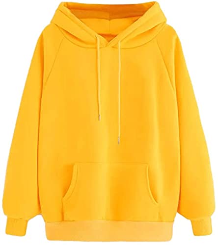 GenericUnisex Solid Hoodies, Soft Fleece (UAE/KSA, Alpha, XS, Regular, Regular, 100, Golden Yellow)