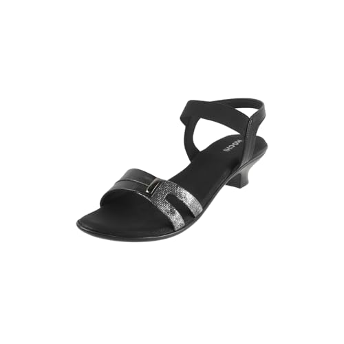 Mochi Women Black Embellished Casual Heeled Sandals UK/8 EU/41 (33-847)