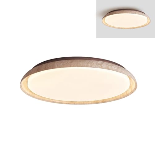 PANNN Lampada Da Soffitto Nordica In Travertino Giallo Naturale LED Moderna Da Incasso In Legno Telecomandata Dimmerabile Stile Giapponese Wabi-Sabi Adatta Per Camere Da Letto Cucine Soggiorno(55cm)