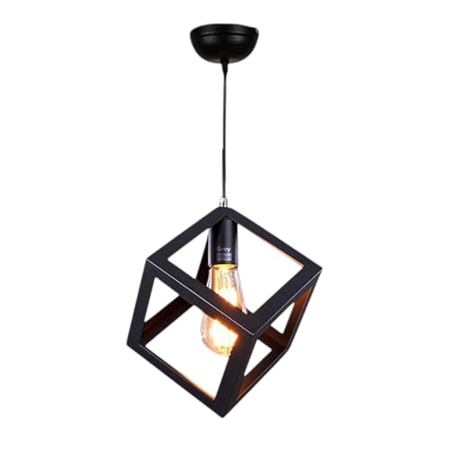 Image of GreyWings Modern Cube Hanging Pendant Light for Ceiling - Black Metal, Antique Decor, Made in India, E-27 Holder (Bulb is not Included) Pack of 1
