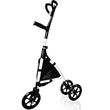 Black Rollator Walkers for Seniors, Steerable Cane with 7.5' Wheels, Foldable 3 Wheels Rolling Walker with Adjustable Heights 37.99” to 43.5”, Brakeless Aluminum Crutches