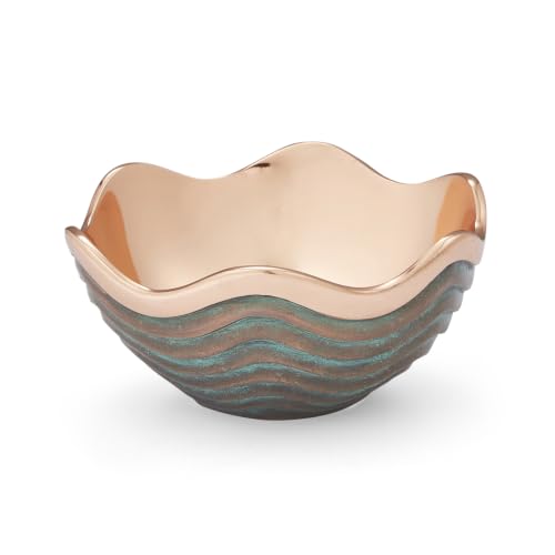 nambe Copper Canyon Bowl | 7-Inch Fruit Bowl for Kitchen Counter, Table, Mantel Décor | Decorative Scalloped Edge Vegetable Basket | Salad Serving Bowl | 21.5 Ounce