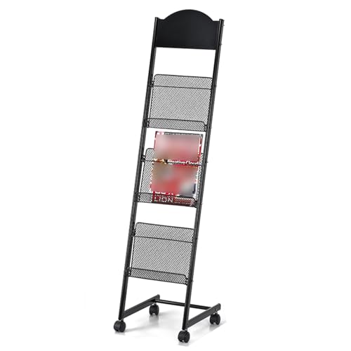 Rack de exhibición de piso giratorio de 4 niveles con base estable para periódicos 2