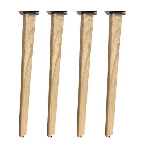 QLLY 28 inch Solid Wood Table Legs Natural Varnished Wooden Desk Legs with Adjustable Leveling Feet Set of 4 Heavy Duty Replacement Legs for for DIY Dining Table Office Desk Farmhouse Furniture