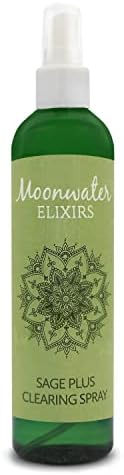 Moonwater Elixir White Sage Spray for Smudging - Sage Spray for Clearing Negative Energy, Smudge Cleansing Sage Spray for House Negative Energy with Sage Oil & Crystals, Sage Spray Mist - 4oz