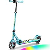 FanttikRide C9 Pro Kids Electric Scooter Ages 8-12, Colorful Rainbow Lights, E-Scooter for Kids 3.9-5.2 ft, 132 lbs, 5 Miles Range, Up to 40 min Ride Time, 5/8/10 MPH, 3 Adjustable Heights, Blue