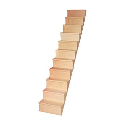 Supvox Hölzerne Puppenhaus Treppe Miniatur Puppe Treppe Leiter Treppenhaus Modell ohne Handlauf für Mini Haus Szene Fee Garten Ornament Spielzeug Zubehör 1pc 1/12 Cover