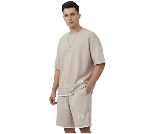 Men's Premium Oversized Co-Ord Set Relaxed Fit Half Sleeve T-Shirt and Shorts Combo Casual Streetwear Summer Lounge Wear Trendy Daily Outfit for Men-image-42