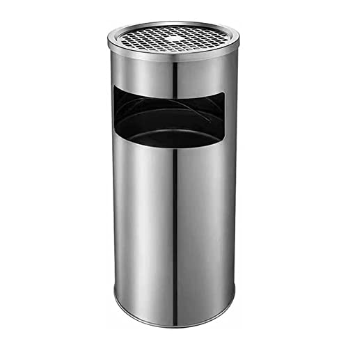 Cendrier rond sur pied en acier inoxydable avec poubelle pour une finition haut de gamme