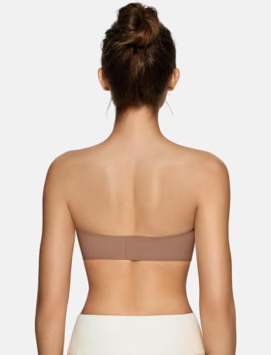 Image of OEAK Womens Strapless Bras Jelly Push Up Bandeau Bra Non Slip Wireless Supportive Padded Bras Seamless Comfortable Tube Bra