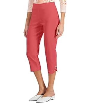 JM Women's Lattice-Hem Capri Pants Starfish L at Amazon