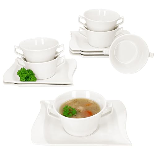 MamboCat 6er Set Ivory Suppentasse 200 ml mit Untertassen I...
