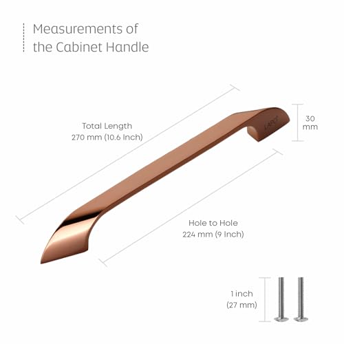 Image of LAPO 10 Inch Cabinet Handles for Drawer & Wardrobe, Suitable for Kitchen & Almirah Use, Rust Free Material, Easy Fit Design, 3 Years Warranty (224mm, PVD Rose Gold Finish, Pack of 2) - Twist