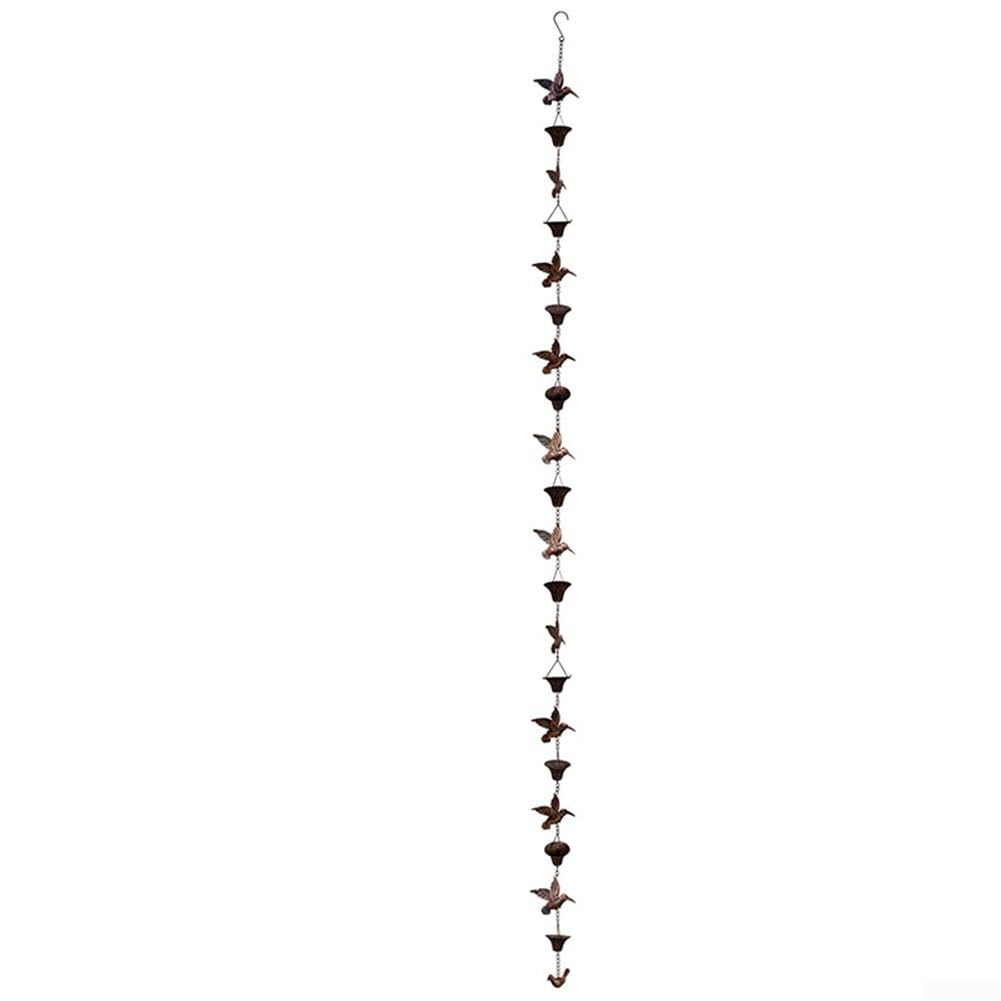 Chaînes de pluie pour gouttières, 2,6 m de long, chaîne de pluie lotus en cuivre, décoration de rechange pour gouttières, drainage d'avant-toit (marron)