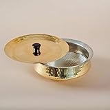 Handcrafted Brass Construction – Meticulously crafted by skilled artisans, this 11x11x3.5” brass lagan with lid offers a perfect balance of traditional craftsmanship and modern utility, making it a beautiful and functional addition to your kitchen. N...