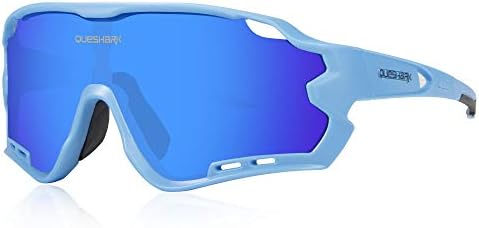 Queshark HD Polarized UV Protection Cycling Glasses Bike Eyewear For Road MTB Bike 4 Lens