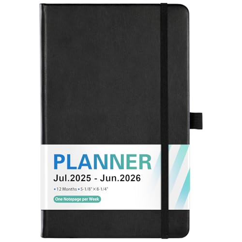 2025-2026 Planner - Jul. 2025 - Jun. 2026, Weekly & Monthly Planner 2025-2026, 5.18"x 8.25", Faux Leather Cover, Pen Loop, Elastic Band, Inner Pocket, Bookmarks, Note Pages, Perfect Organizer