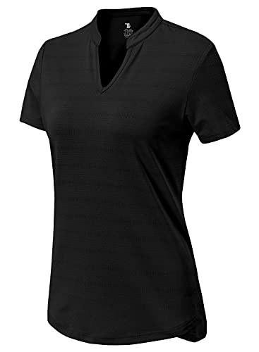 BGOWATU Women’s Golf Polo Shirts Short Sleeve V-Neck Collarless Tennis T-Shirt Quick Dry Lightweight Tops2