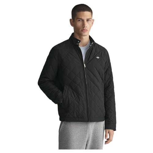 GANT Giacca trapuntata Windcheater da uomo, colore nero, standard, Nero, M