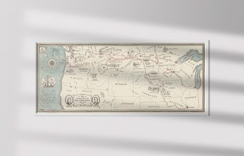 Historic Pictoric Map : Map showing route of the Lewis & Clark Expedition 1804-1806., 1927, Vintage Wall Decor : 24in x 10in