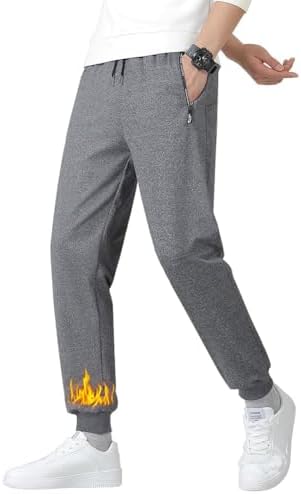 （14:00時点） [Cailin Kailun] メンズ裏起毛パンツ ロングパンツ 調整紐付 カジュアルぱんつ 大きいサイズ 加絨ズボン 快適 ずぼん 春秋冬 ラウンジパンツ ダークグレーーリブ裾 5XL